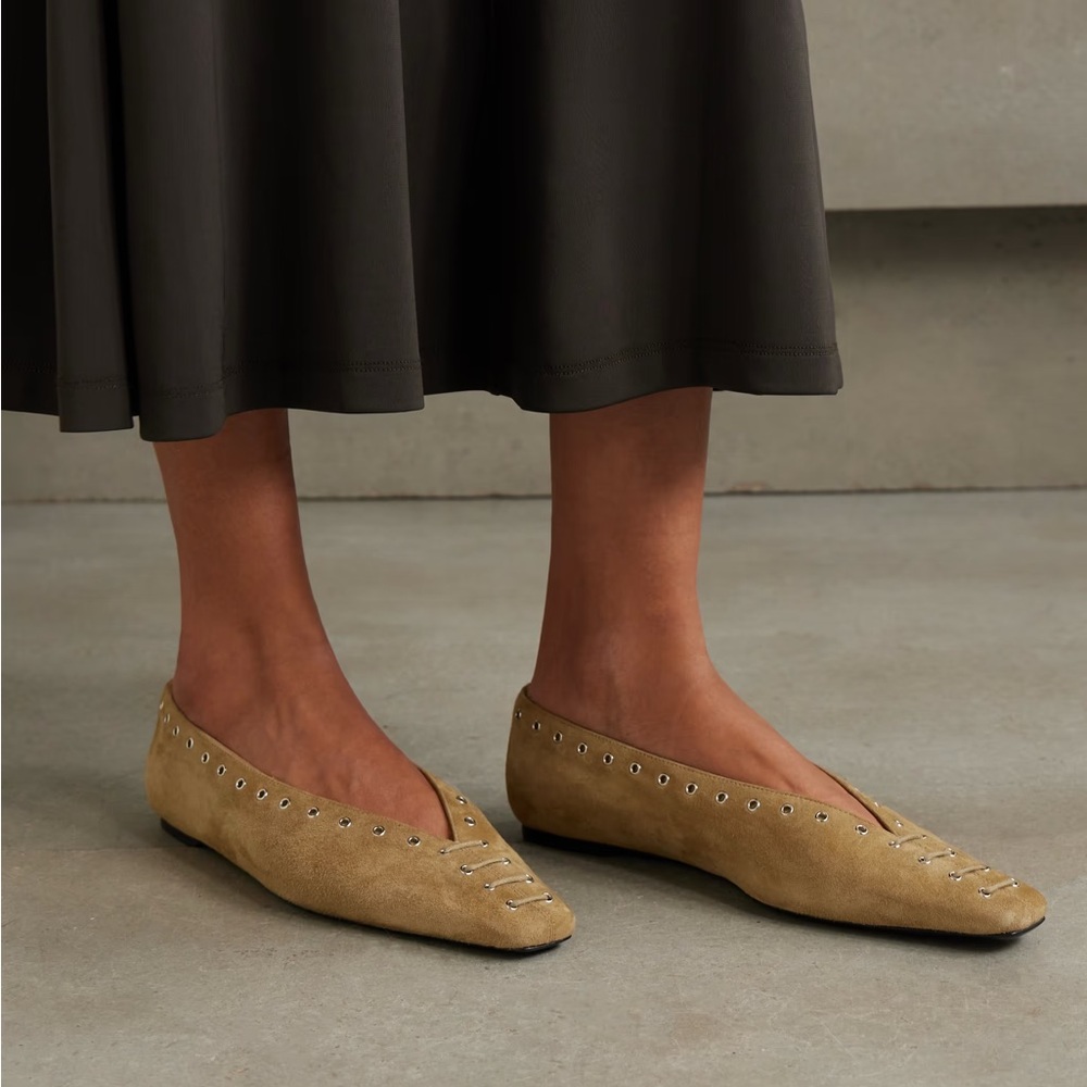 Toteme Tan Flats with Silver Accents